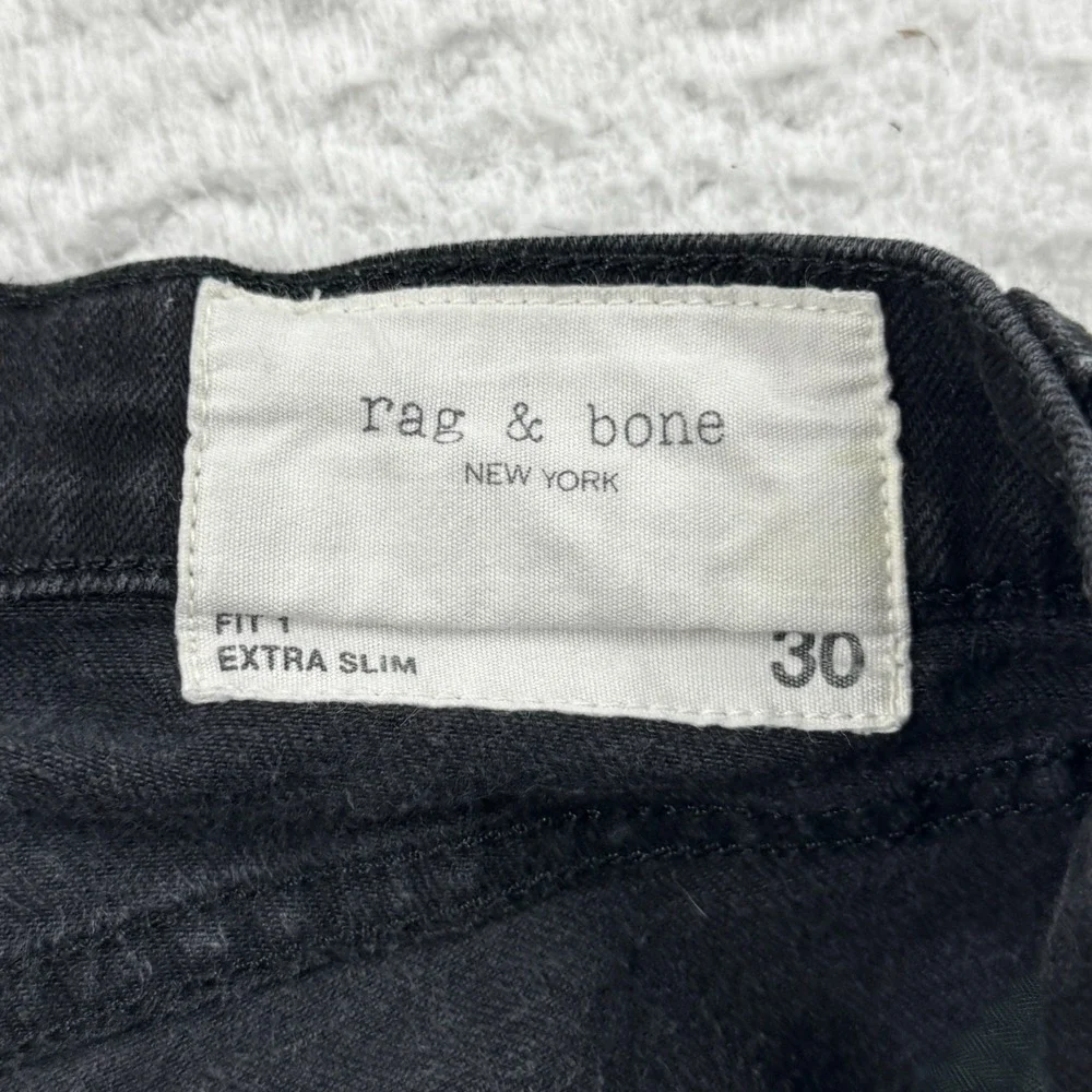 Rag & Bone Jean Men 30 Black Denim Authentic Stretch Extra Slim Fit 1 Skinny Leg